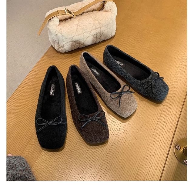 Flats Square Toe Bow Accent