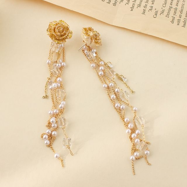 Faux Flower Pearl Stud Earring