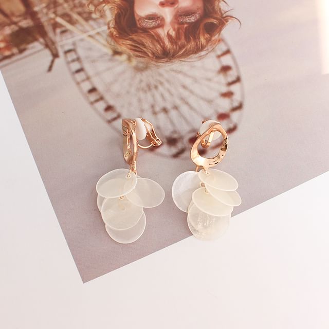 Shell Clip / Drop Earring Disc On