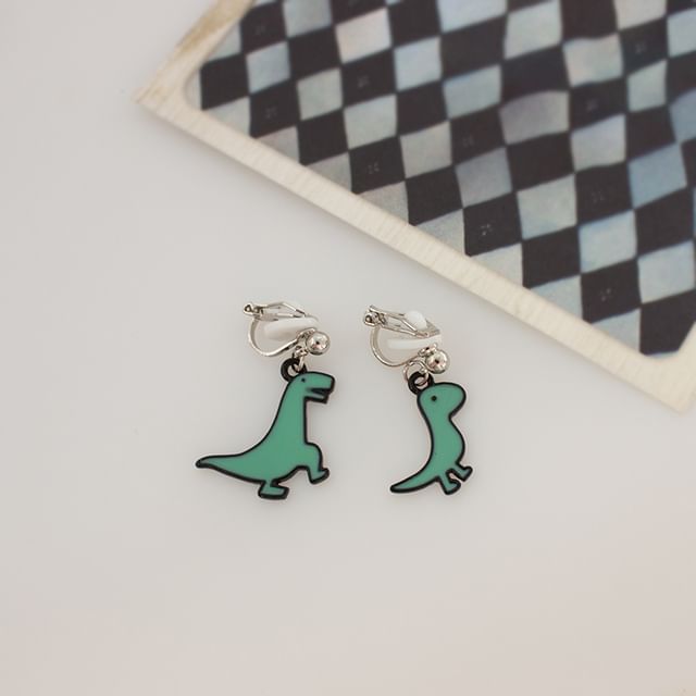 Clip Earring Cartoon Asymmetrical On Dinosaur Drop