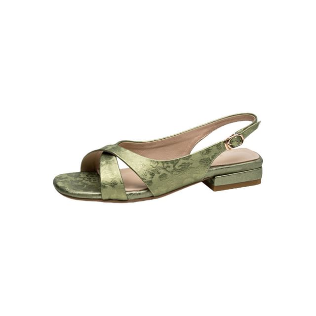 Slingback Jacquard Floral Square-Toe Sandals