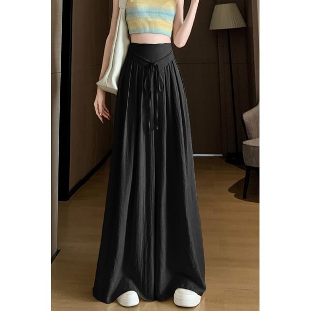Waist (Various Designs) Plain High Leg Inverted Wide Pleated Pants