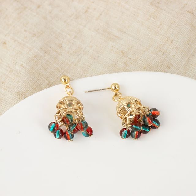 Clip Chandelier On Beaded Earring /
