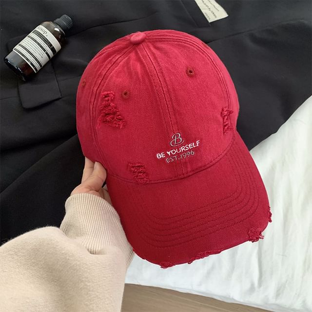 Cap Lettering Baseball Embroidered Distressed