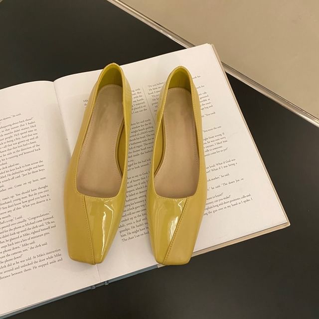 Leather Faux Flats Toe Square