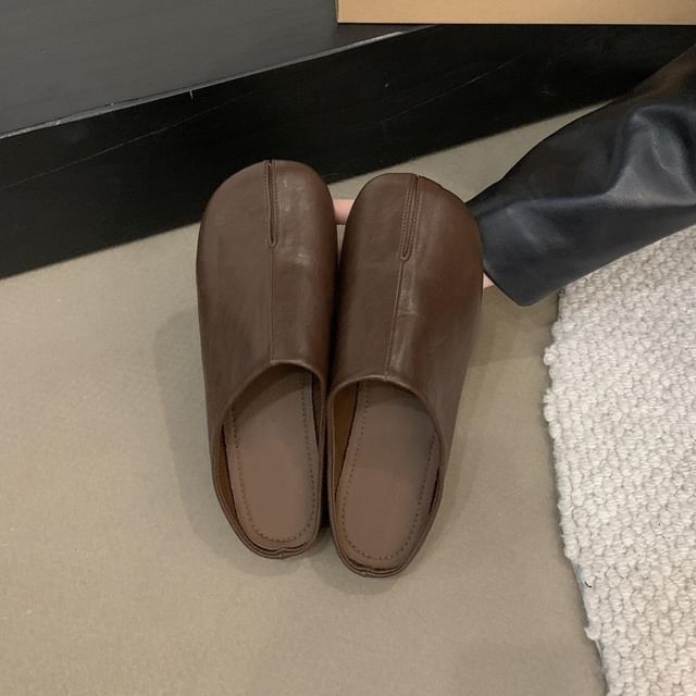 Faux Leather Plain Mules