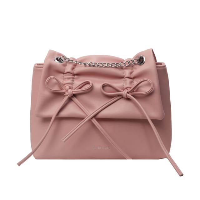 Shoulder Chain Strap Bow Bag Leather Faux