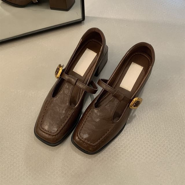 Mary Shoes Chunky Heel Square Toe Jane