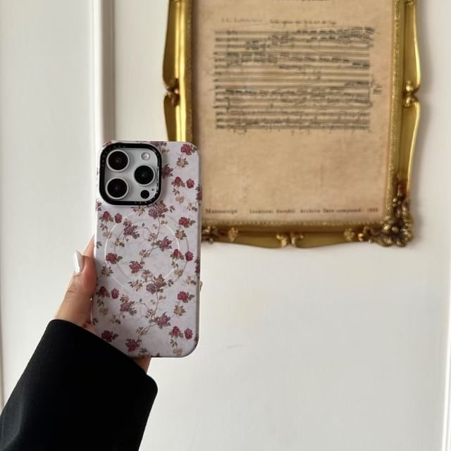 with Case (Compatible MagSafe) Phone Magnetic Floral
