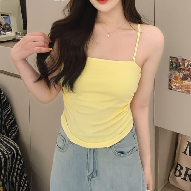 Racerback Camisole Slim Ruched Fit Top Padded