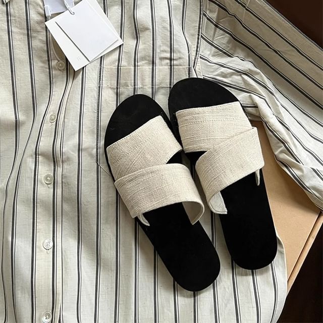 Canvas Slide Strap Sandals