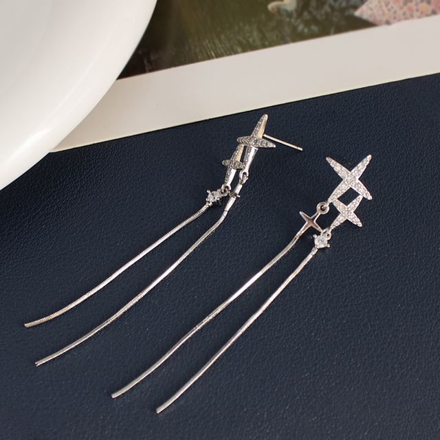 Clip-On Earring Dangle Star / Rhinestone