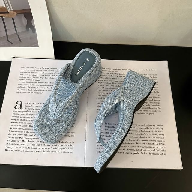 Thong Wedge Toe Heel Square Sandals