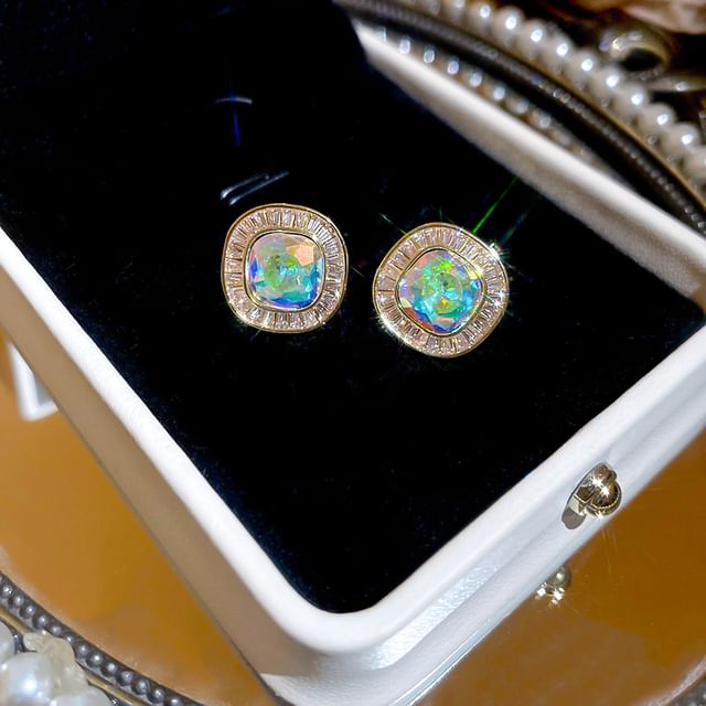 Rhinestone Earring Alloy Stud