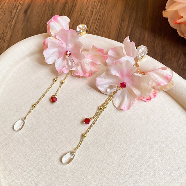 (Various Floral Dangle Fabric Designs) Alloy Earring