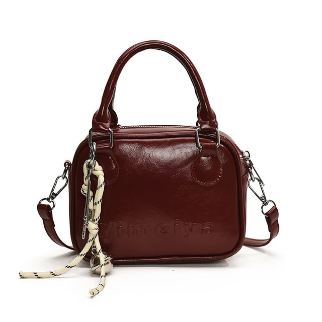 Bag Crossbody Handle Top Faux Leather Lettering