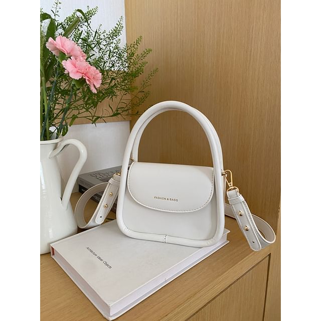 Leather Crossbody Bag Top Handle Faux Flap