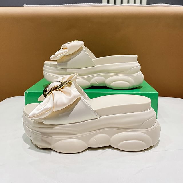 Platform Sandals Slide Bow
