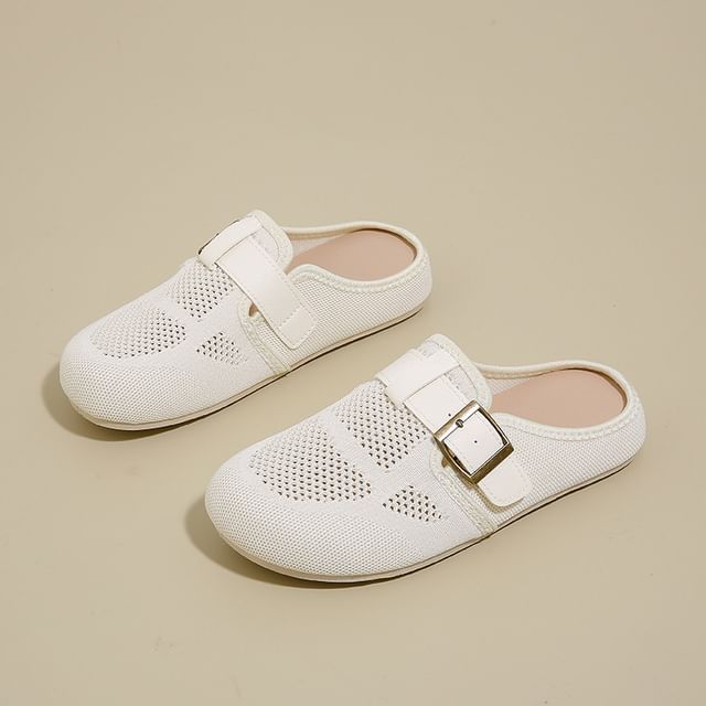 Buckled Mules Plain Perforated