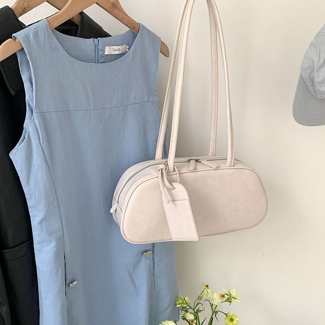 Shoulder Leather Bag Faux Plain