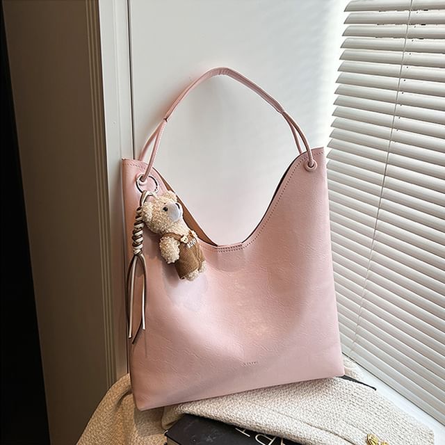 Faux Leather Plain Tote Bag