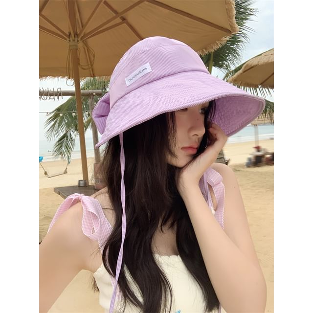 Lettering Hat Striped Sun Applique