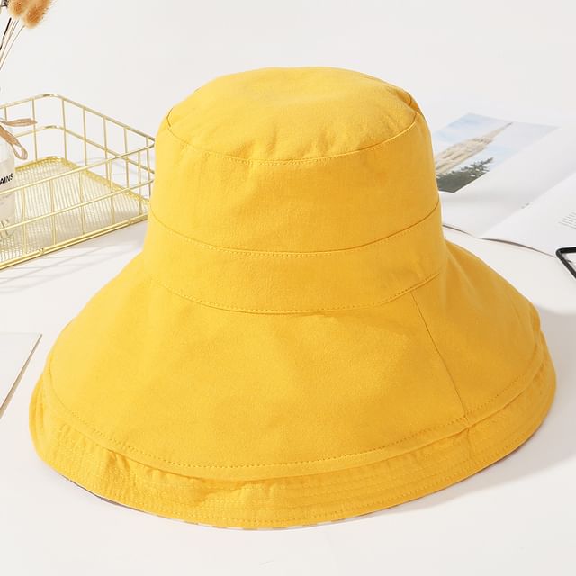 Plaid Plain Double Side Sun Hat