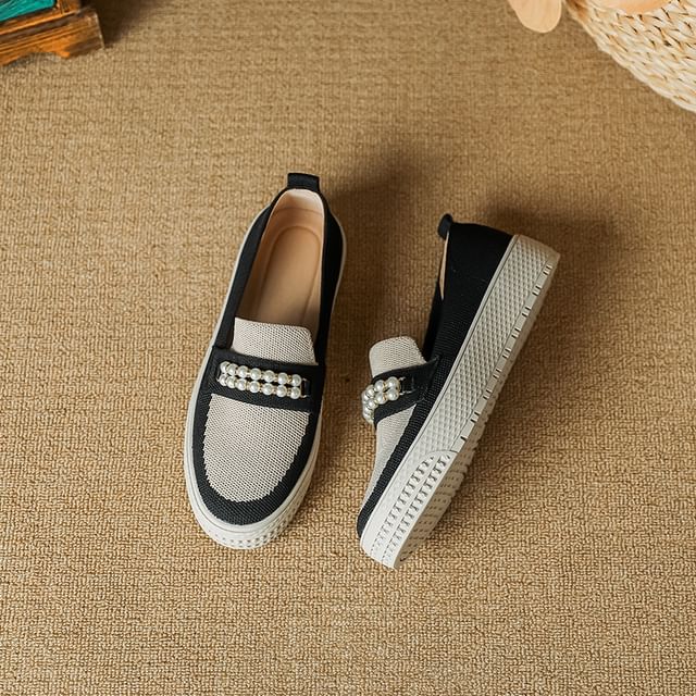 Faux Platform Slip-Ons Pearl