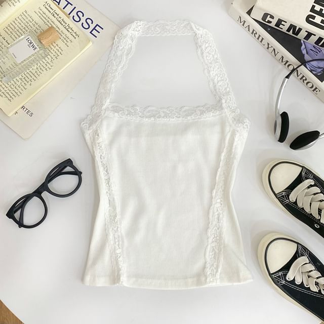 Halter Lace Panel Top