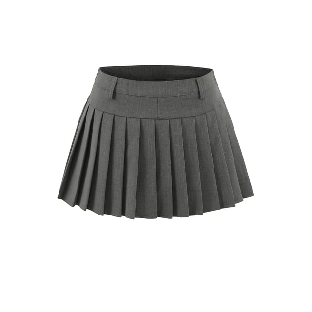 Pleated Micro Skirt with Low-Rise Band