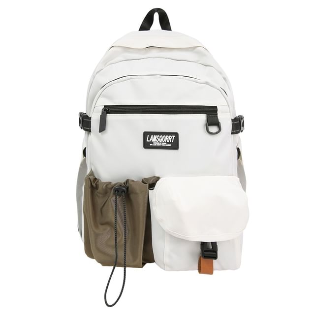 Contrast Backpack Lettering Pocket