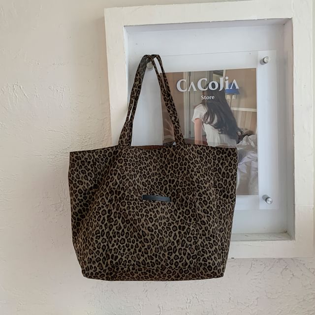Tote Print Panel Leopard Bag