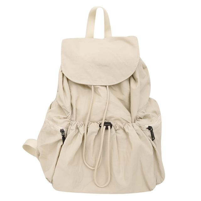 Plain Nylon Drawstring Backpack Unisex