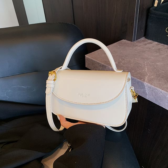 Bag Plain Top Crossbody Leather Handle Flap Faux
