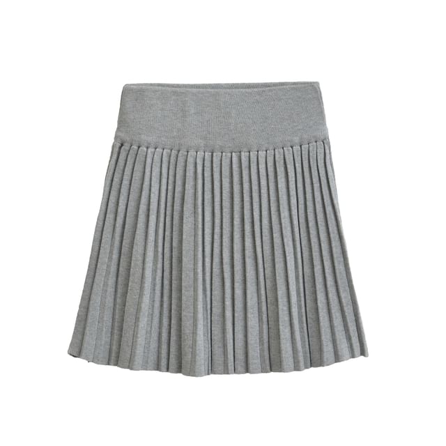 High-Rise Knit Pleated Mini Skirt