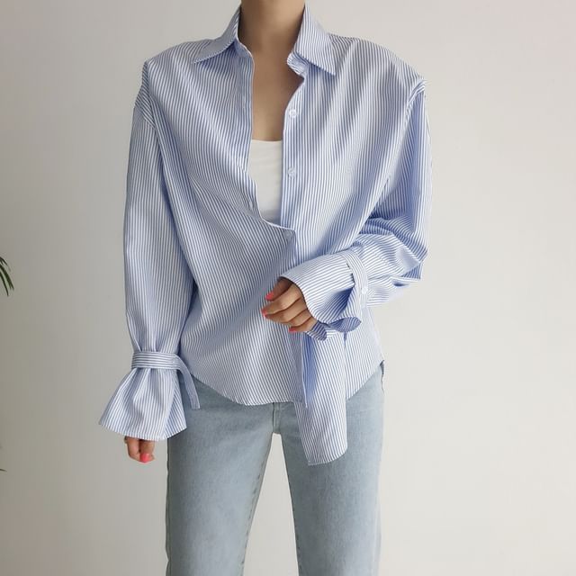 Striped Drop-Shoulder Sleeved Shirt