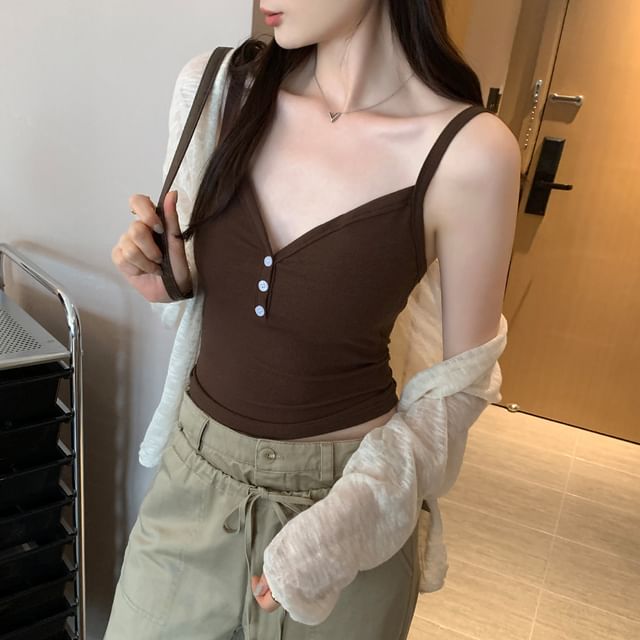 Plain Padded V-Neck Crop Cami Top