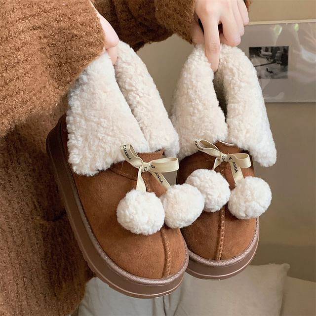 Platform Chunky Heel Short Snow Boots