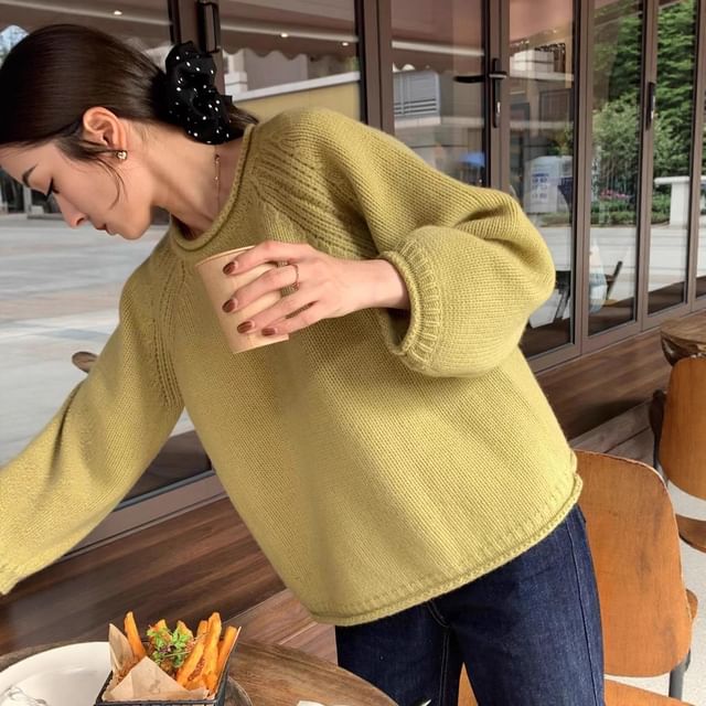 Crew Neck Loose-Fit Long Sleeve Sweater