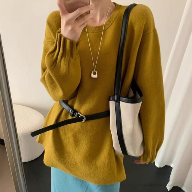 Oversized Crew Neck Pullover Sweater