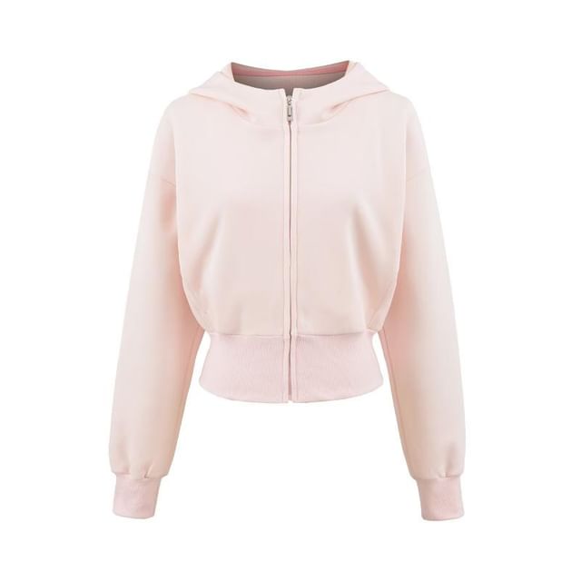 Plain Zip-Up Hooded Sweatshirt