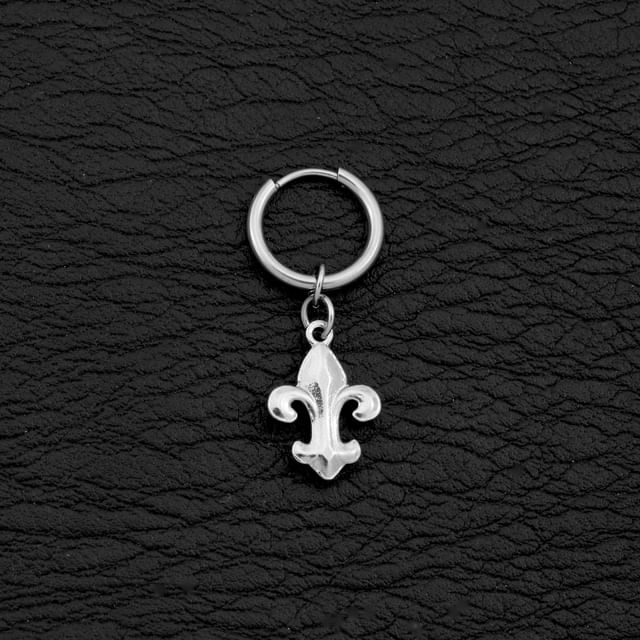 Fleur De Lis Hoop Drop Earring / Clip On Earring