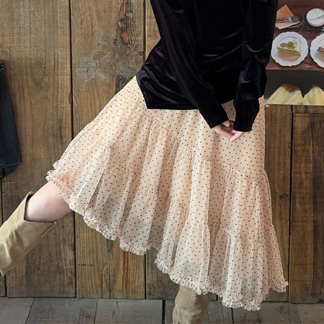 One-Shoulder Velvet Blouse & Tiered Midi Skirt Set