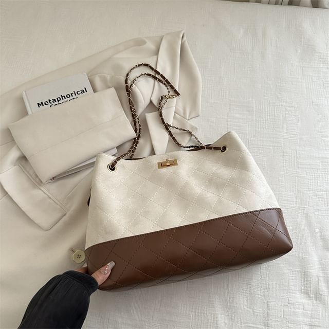 Faux Leather Quilted Shoulder Bag