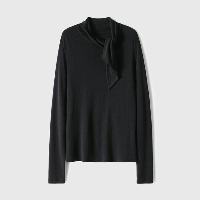 Long Sleeve Tie-Neck Tee