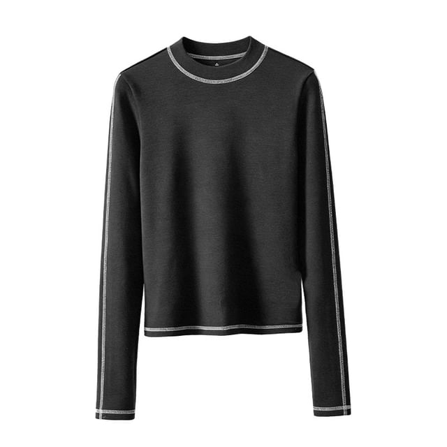 Crew Neck Contrast Stitch Fitted Tee