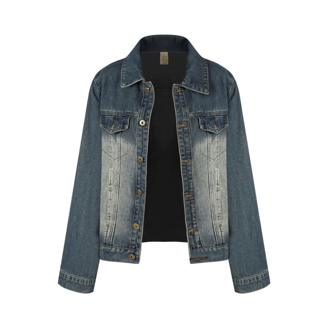 Washed Denim Shirt and Low-Rise Wide-Leg Jeans
