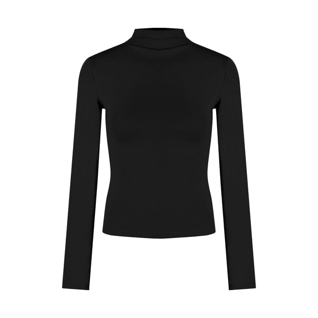 Mock Neck Tee and Belted Pencil Skirt Set