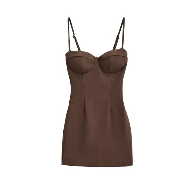 Spaghetti Strap Sweetheart Neckline Plain Mini Bodycon Dress