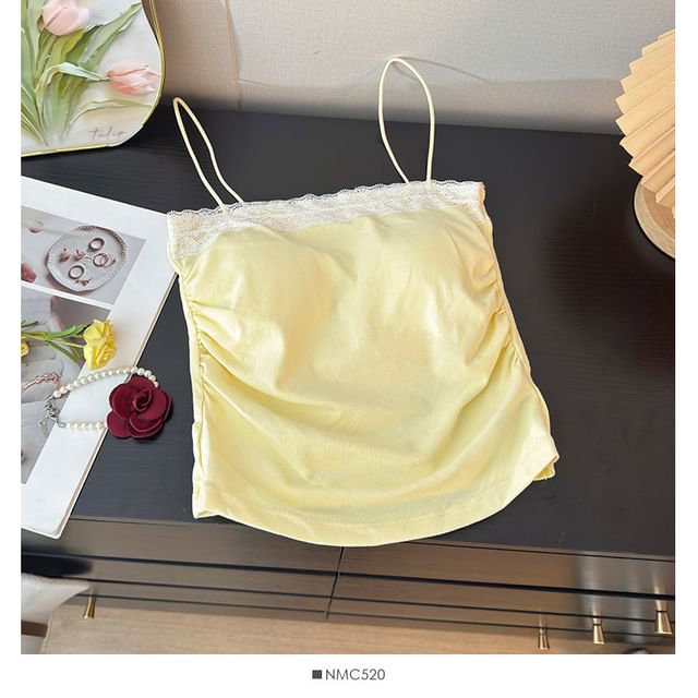 Lace Panel Ruched Camisole Top
